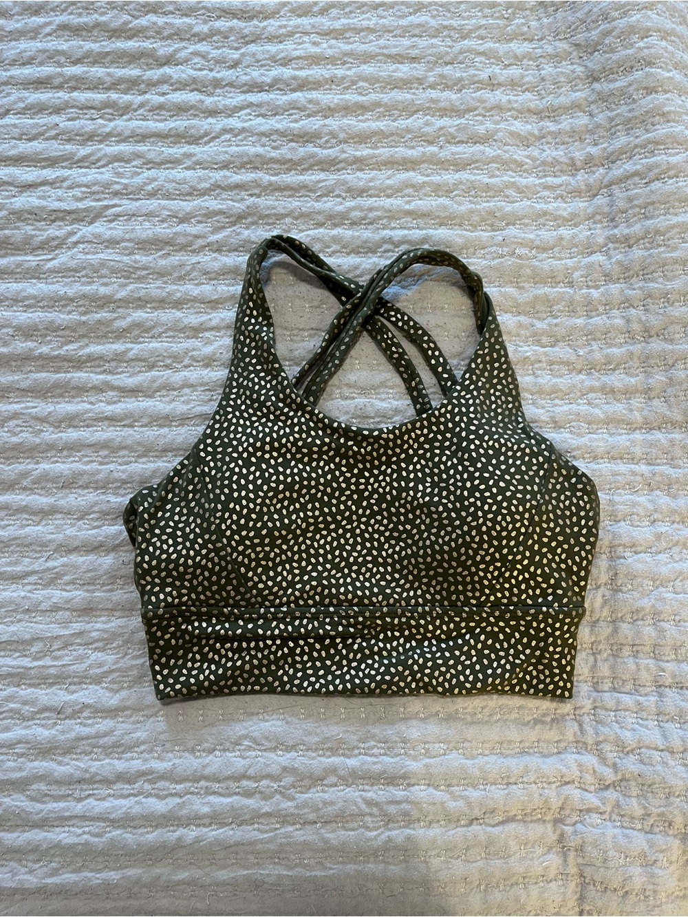 BuffBunny Rosa Sports Bra - Grounded Dark Olive and Gold Bossy Print